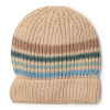 Beige gebreide muts met strepen - Taupe